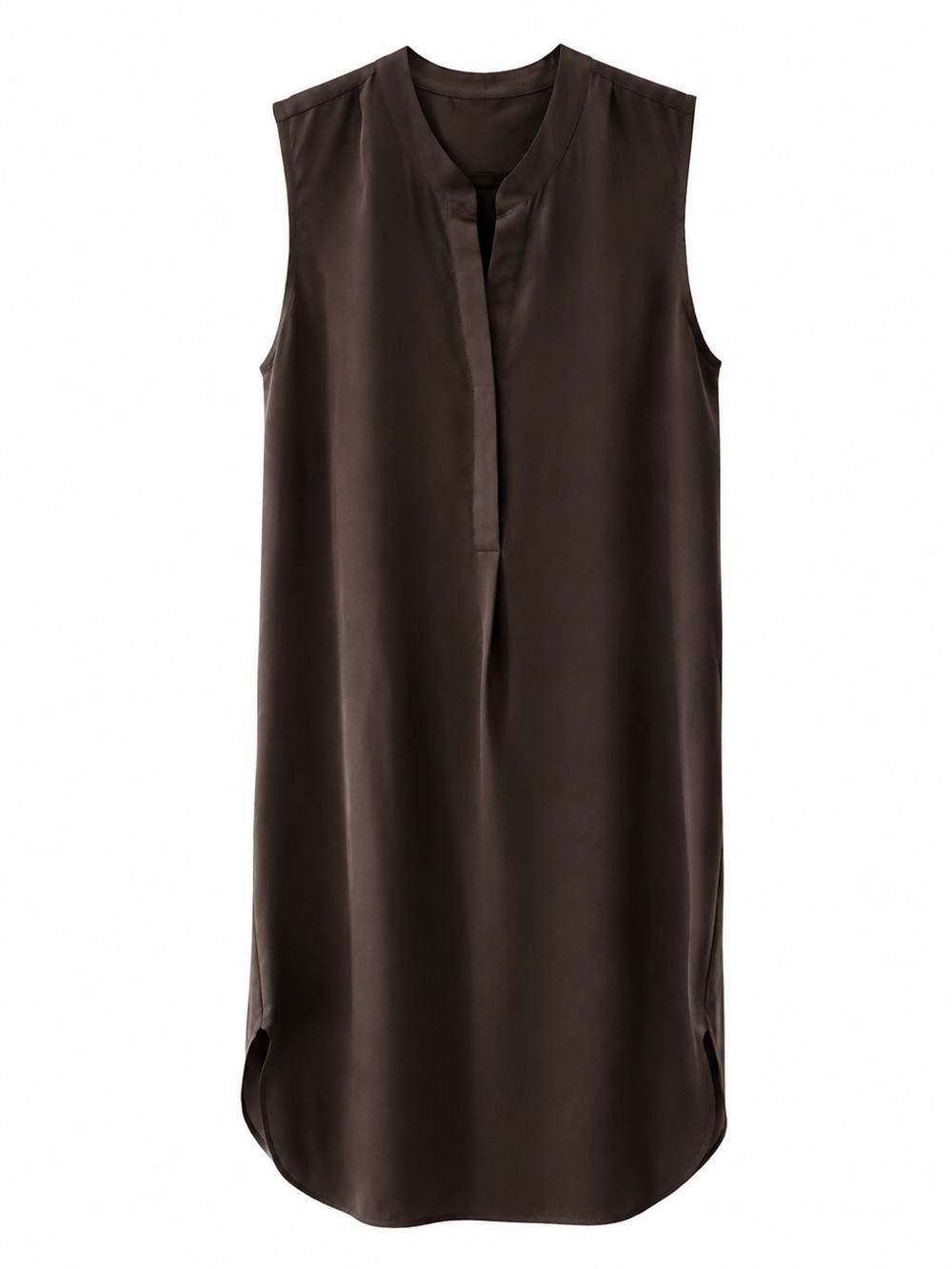 Acrobat Sleeveless Midi Shift Dress in Dark Brown